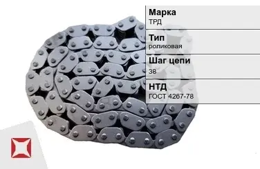 Цепь металлическая однорядная 38 мм ТРД ГОСТ 4267-78 в Павлодаре