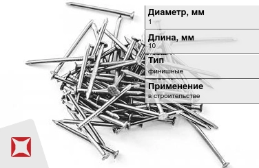 Гвозди финишные 1x10 мм в Павлодаре