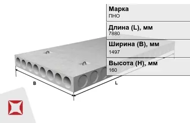 Облегчённые плиты перекрытия ПНО 79-15-4,5 7880x1497x160 мм в Павлодаре