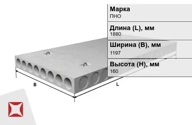 Облегчённые плиты перекрытия ПНО 19-12-10 1880x1197x160 мм в Павлодаре