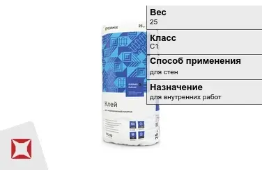 Плиточный клей EVERMIX C1 25 кг для внутренних работ в Павлодаре