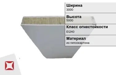 Противопожарная перегородка EI240 3000х5000 мм Кнауф ГОСТ 30247.0-94 в Павлодаре